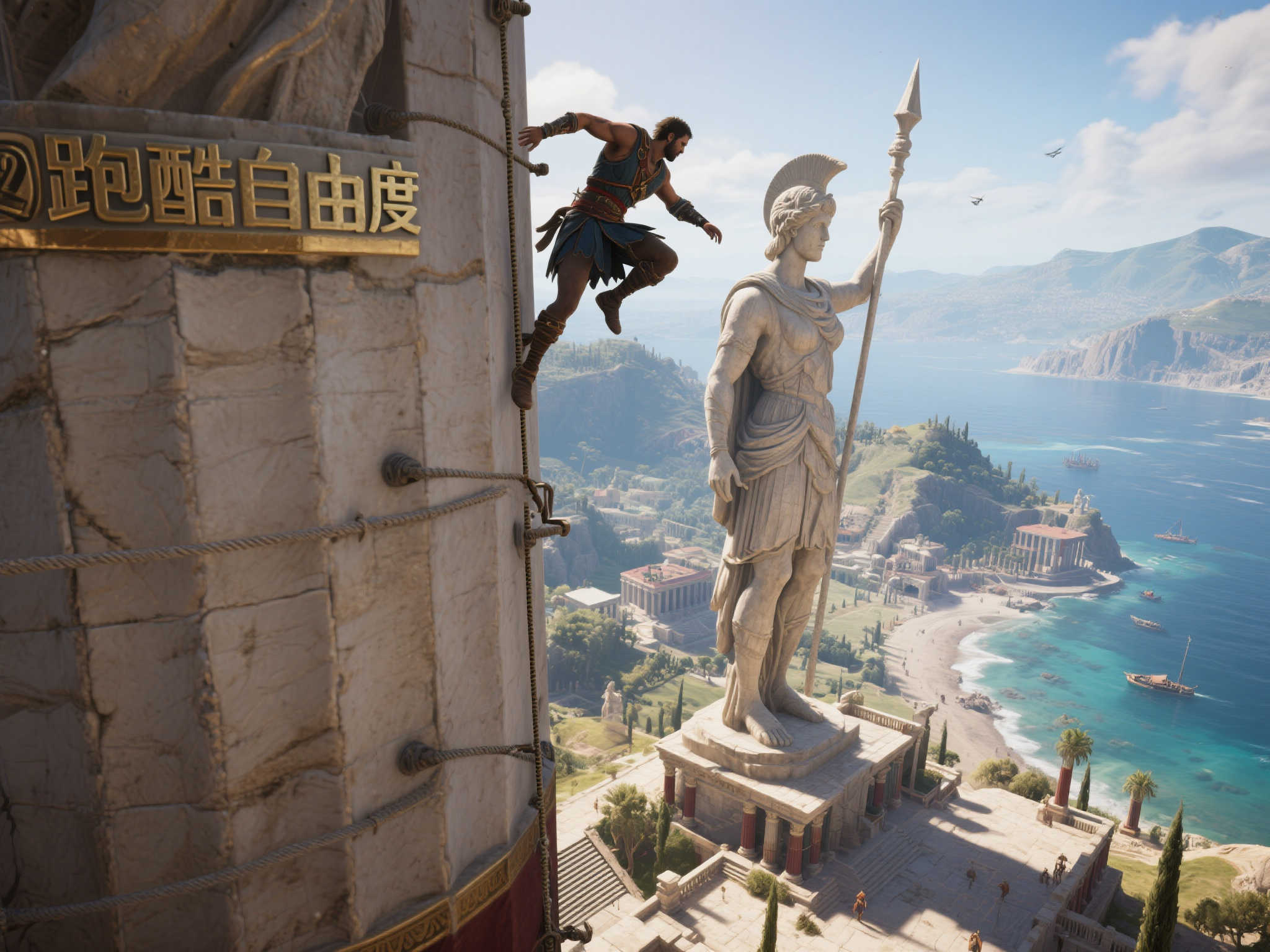 《刺客信条：奥德赛》古希腊无高楼，用宏伟雕像诠释跑酷之美